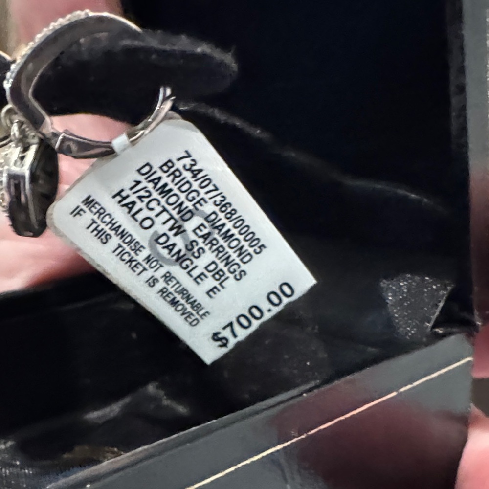Macy's Silver Square Dangle Earrings - Picture 4 of 4